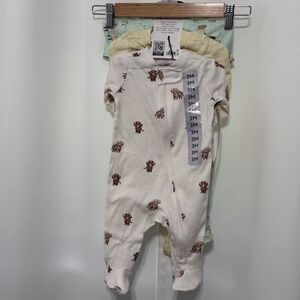 Members Mark Baby 3 Pack Organic Cotton Sleep and Play Footie Pajamas 3M Cow